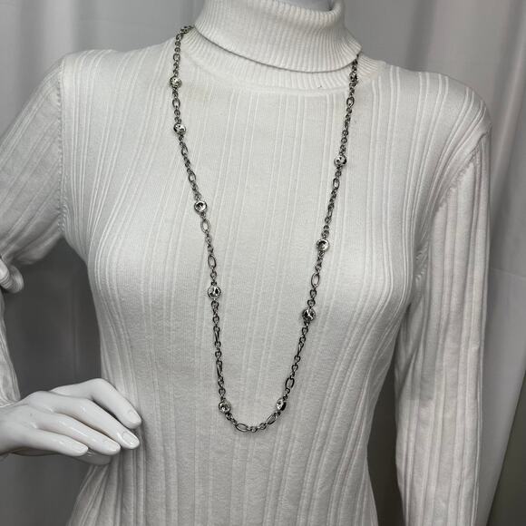 Chico's silver tone necklace signed costume jewelry classic simple trendy - Picture 9 of 16